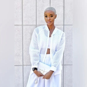 See Description!!! Beyoncé Ivy Park Hexagon Mesh White Bomber Jacket Size S